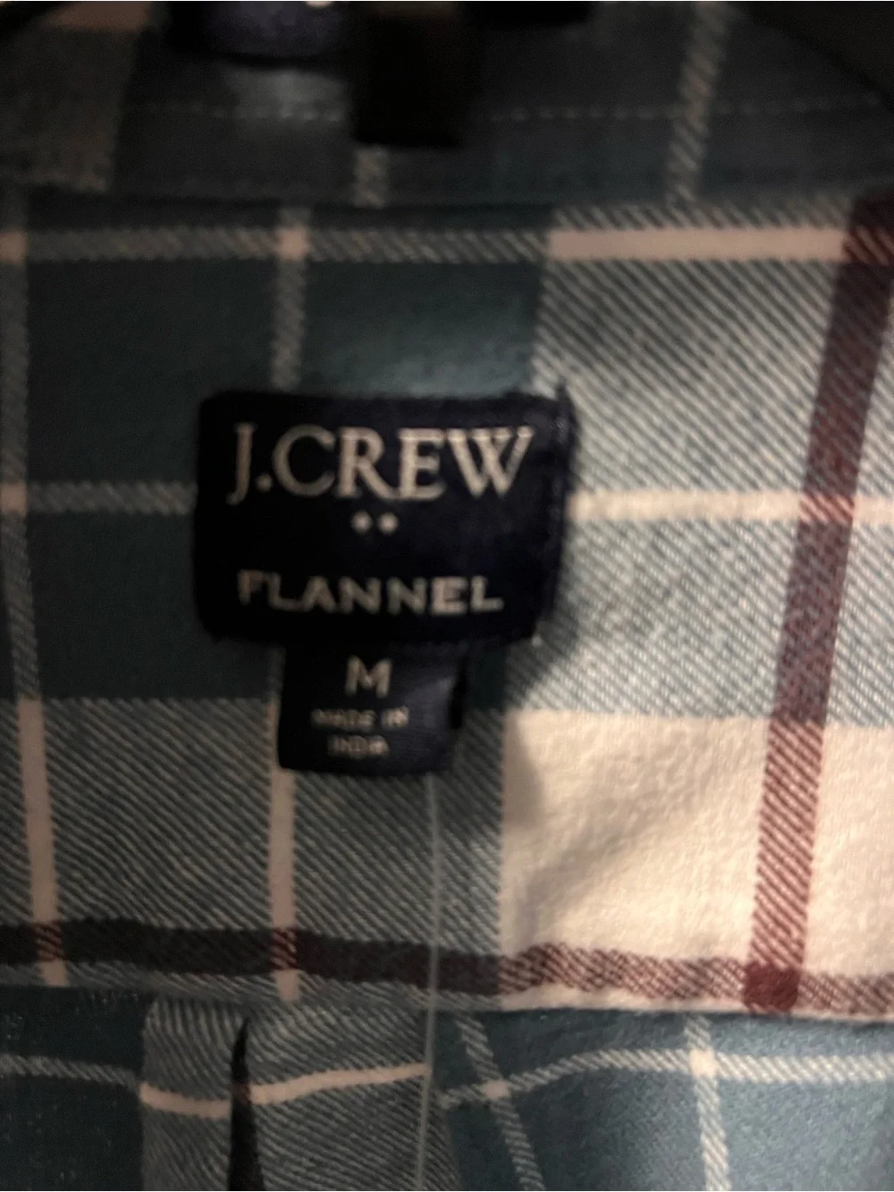 J. Crew Plaid Flannel Button-Down Shirt in Blue and Cream